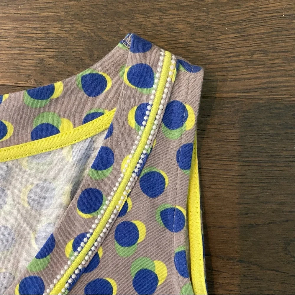 Boden Sleeveless Polka Dot Dress in Blue, Lime & Yellow - Picture 3 of 6